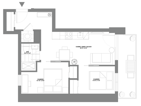 floor plan of the living room of a small house